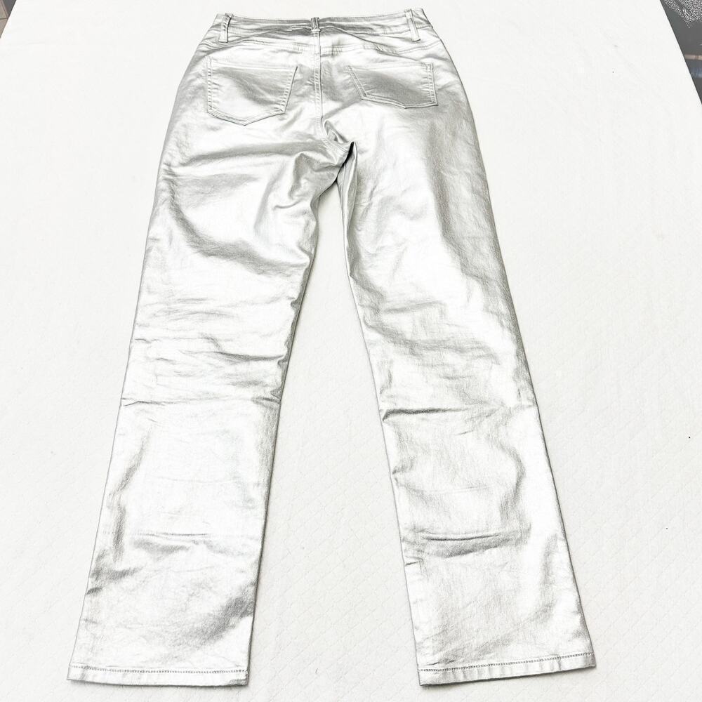 Superdown Metallic Silver Button Fly Straight Leg… - image 3